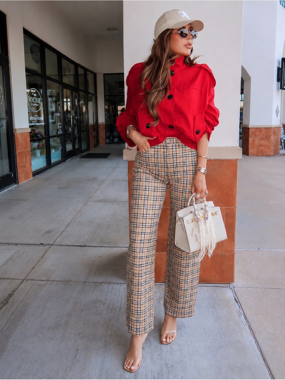 Sanctuary Trousers in Beige Plaid